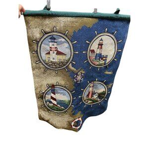 Elk Grove Village Nautical Lighthouse Tapestry Wall Hanging 26W 39L Coastal Art